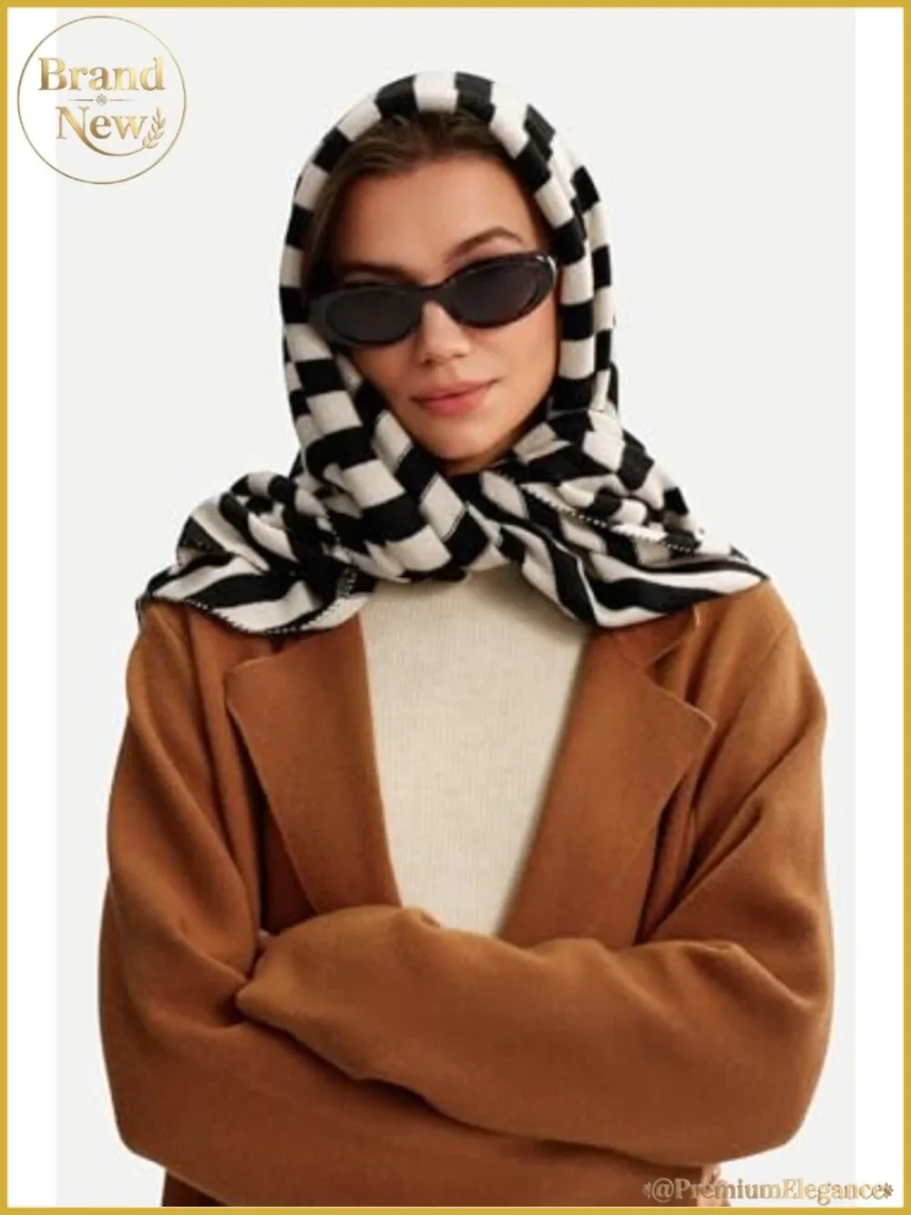 Wool Blend Triangle Scarf Striped Pashmina Shawl Wrap